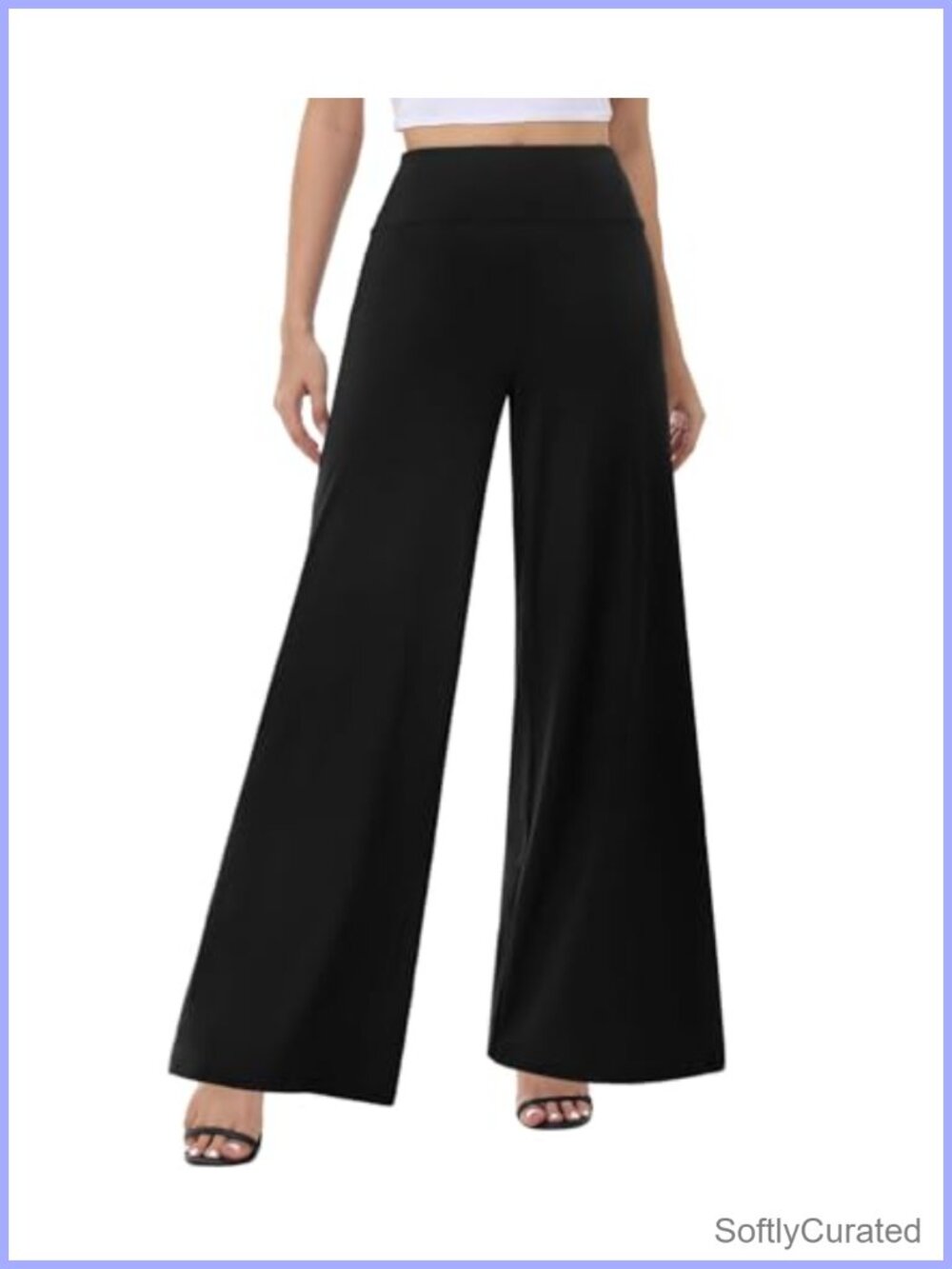 Palazzo Wide Leg High Waist Pull On Flowy Lounge Pants Stretchy Trousers